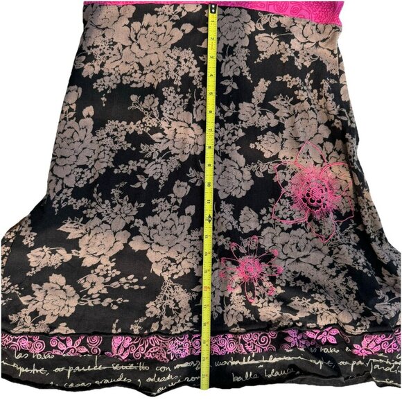 Desigual Dress Y2K Cotton Floral Stitching Rhinestones Metallic Print Large - Picture 12 of 16